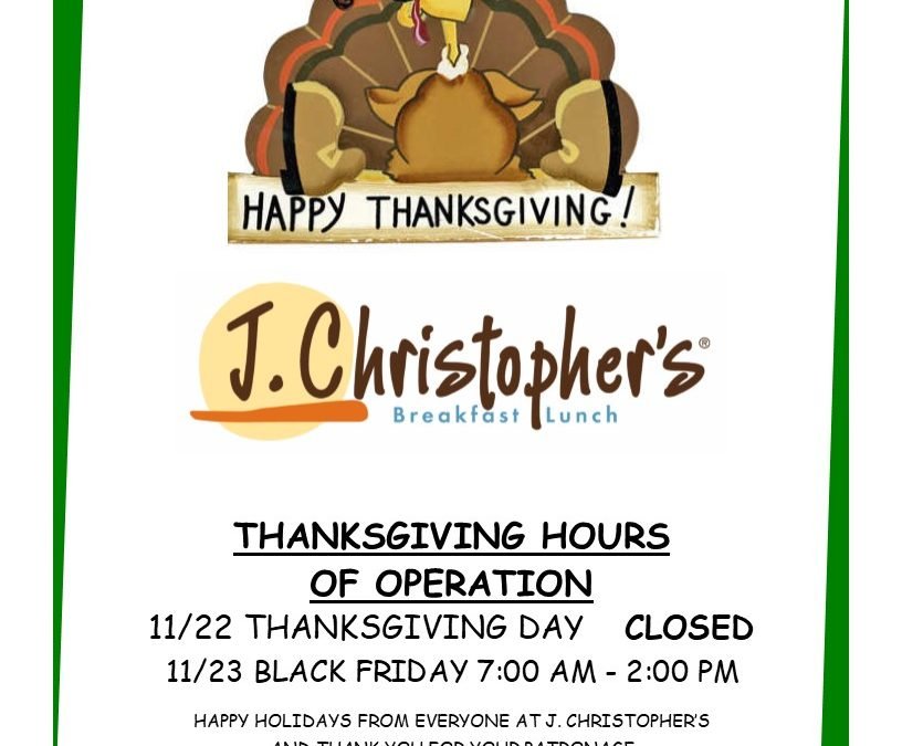 Holiday Hours of Operation (2019)